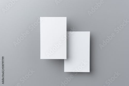 two business card isolated on grey background