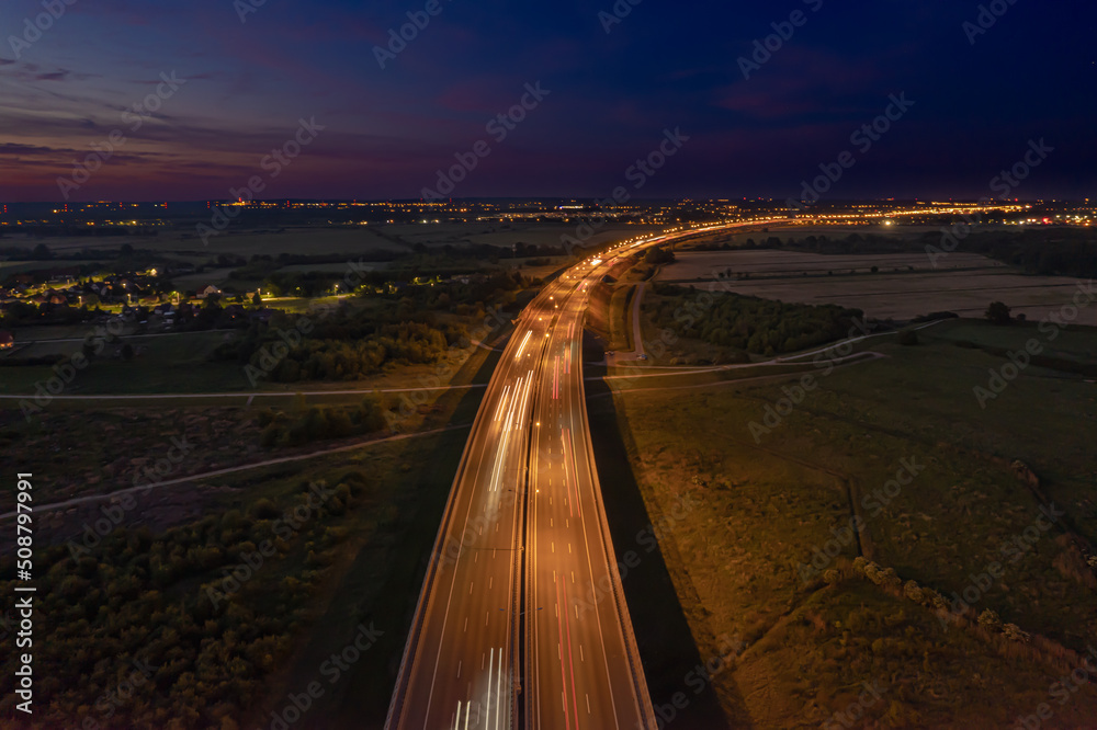 Highway bypass of Wroclaw at sunset