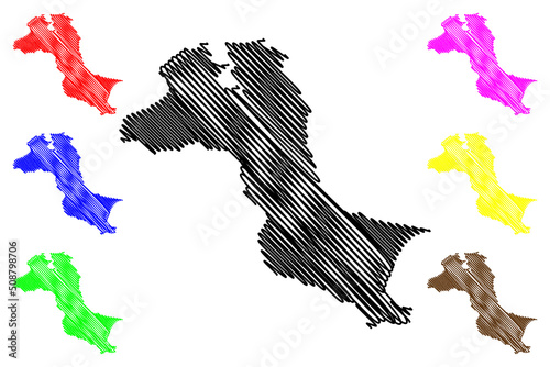 Bangka island (Republic of Indonesia, South East Asia) map vector illustration, scribble sketch Banka map