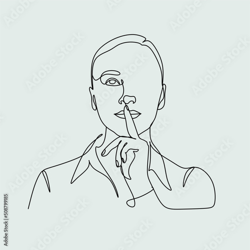 girl tells the secret of one line. hand near mouth
