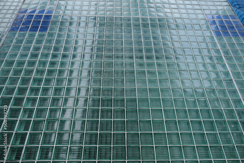 Glass block wall facade background Glass block wall facade background
