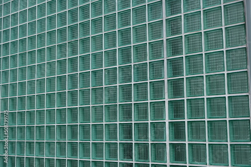 Glass block wall facade background