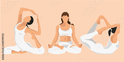 spiritual practices yoga class depicted 3 poses