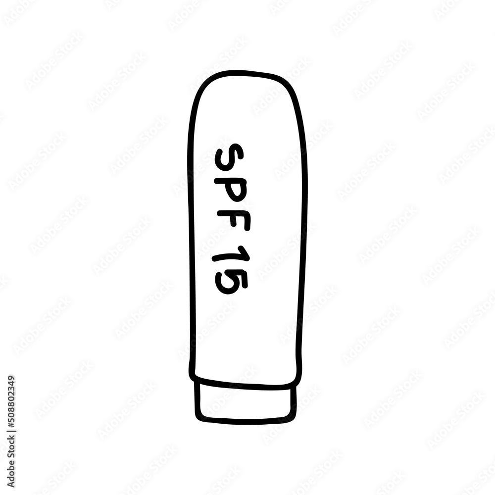 Hand drawn sunscreen lipstick. Vector illustration in doodles style. Isolate on a white background. Hand drawn sunscreen lipstick. Vector illustration in doodles style. Isolate on a white background.