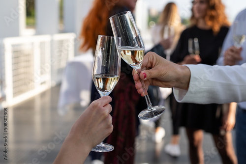 toasting with champagne at an event