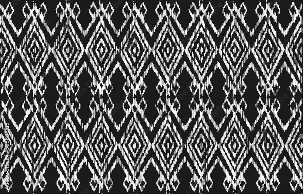 Abstract geometric seamless vector pattern. Black and white line stripes background.