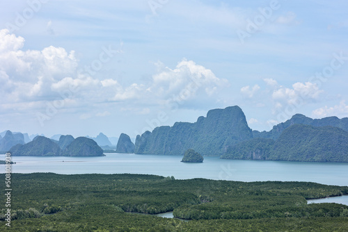 Scenic view of Samet Nangshe in Phang nga, southern Thailand. Summer vacation travel concept. photo