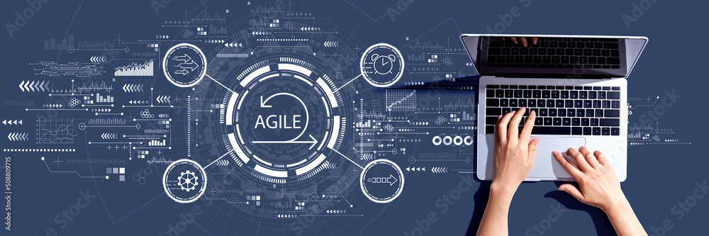 Agile concept with person using a laptop computer