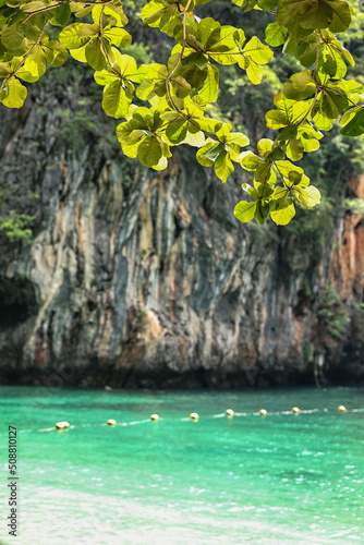 Hong island, tropical coast with beautiful beach,Krabi, southern Thailand. Summer time and vacation travel concept