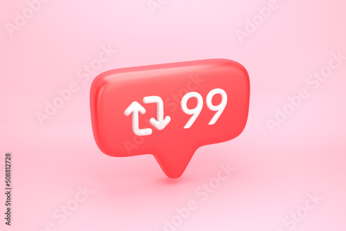 Reshare arrows loop symbol on social media notification icon