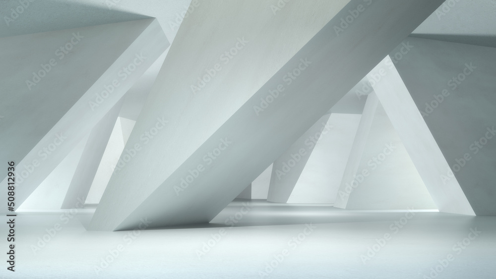 Obraz premium Futuristic white empty hall tunnel,3D rendering.