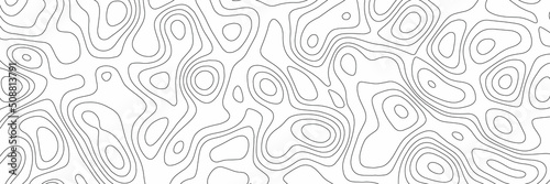 Black and white seamless pattern. Gray topographic line contour map isolated on a white background, geographic grid map