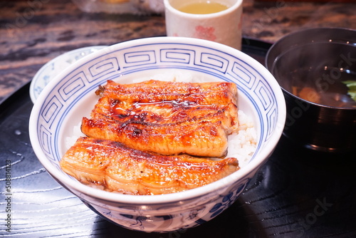 Japanese Food, Una-don or Grilled Unagi Eel on Rice - 日本料理 うなぎ うな丼 photo