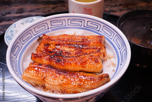 Japanese Food, Una-don or Grilled Unagi Eel on Rice - 日本料理 うなぎ うな丼 photo