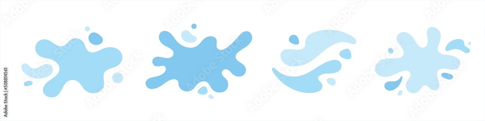 Blue water shapes set, splashes collection with uneven fluid wavy edge. Paint spot, blot, rain puddle, stain with drops, blobs. Liquid watery graphic design elements, text backgrounds. Blue water shapes set, splashes collection with uneven fluid wavy edge. Paint spot, blot, rain puddle, stain with drops, blobs. Liquid watery graphic design elements, text backgrounds.