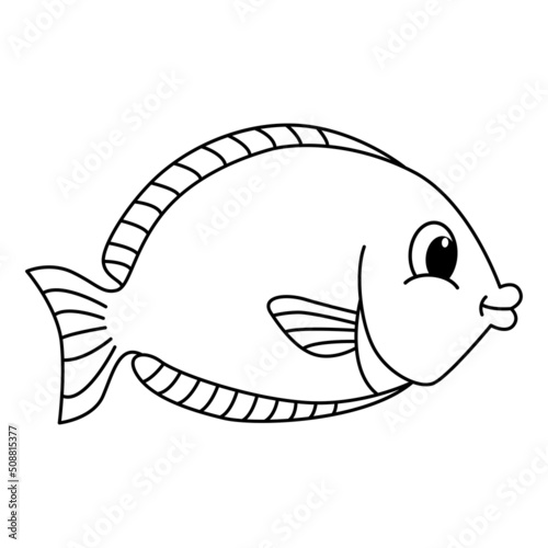Cute fish cartoon coloring page illustration vector. For kids coloring book.