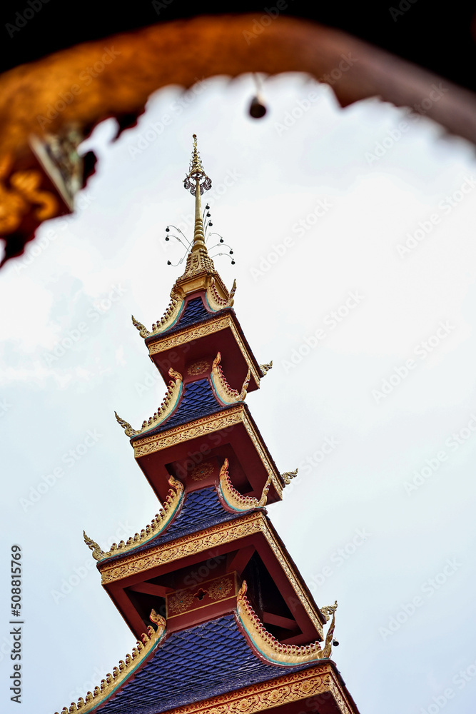 Phiphat Mongkhon blue temple in Sukhothai, Thailand.
