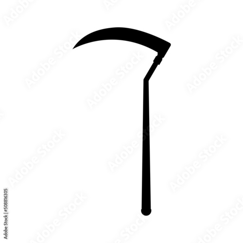 Scythe Silhouette. Black and White Icon Design Element on Isolated White Background