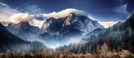 Triglav mountain peak at sunrise
