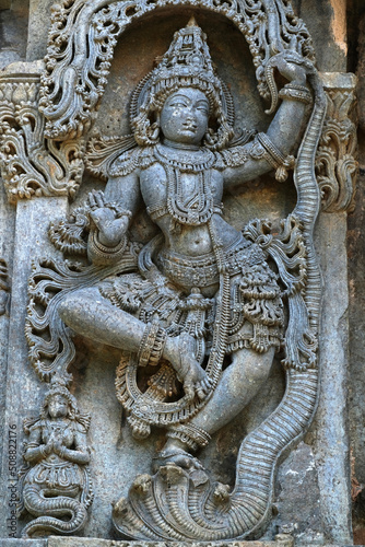 Kedareshwara Temple, beautiful sculpture, Halebidu, Karnataka, India photo