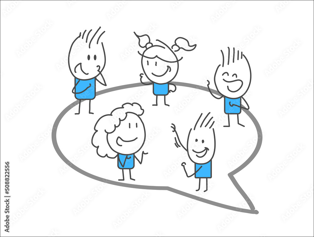 Stick figures. People with speech bubbles. Cartoon style. Social networks, news, social networks, chat, dialogue speech bubbles. Stick figures. People with speech bubbles. Cartoon style. Social networks, news, social networks, chat, dialogue speech bubbles.