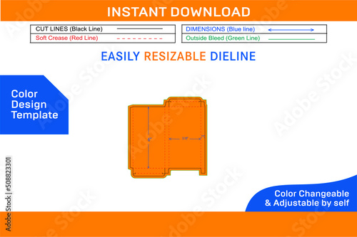 RTE reverse tuck end (3.10x0.40x6) inch box Dieline template Color Design Template