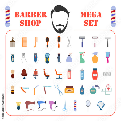 barbershop bir og mega set icon, isolated barbershop set sign icon, vector illustration