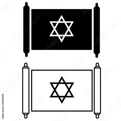 jewish torah icon on white background. holy scriptures scroll sign. rosh hashanah and scroll symbol. torah icon. flat style.