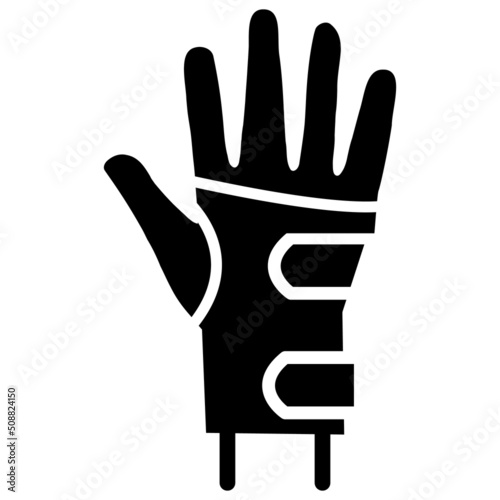 wrist brace icon on white background. arm bandage sign. flat style.
