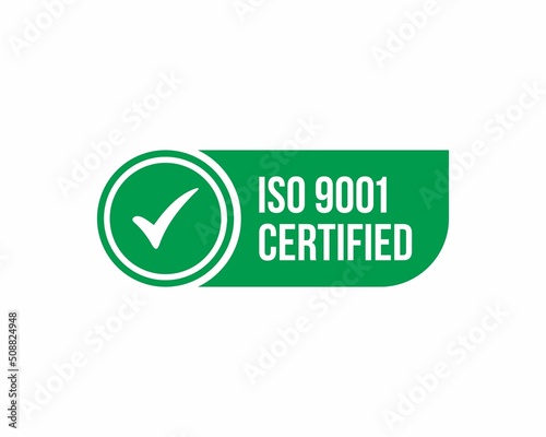 ISO 9001 Certified badge, icon. Certification stamp. Flat design vector. Vector stock illustration.
