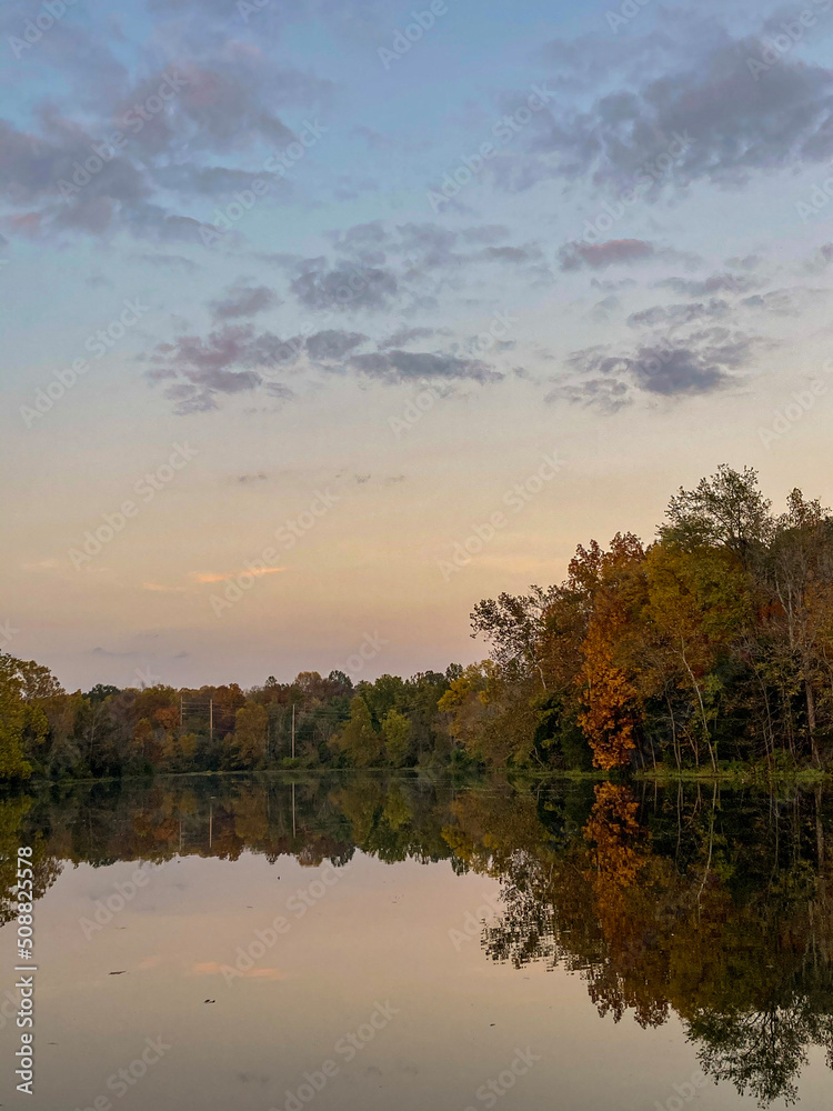 Sunset over lake