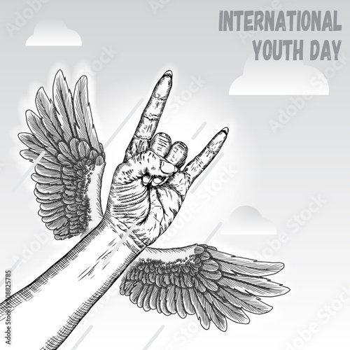 International Youth Day, IYD is an awareness day designated by the United Nations. The purpose is cultural and legal issues surrounding youth.  Annual celebration on August 12. Vector.