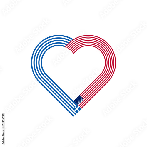unity concept. heart ribbon icon of greece and usa flags. vector illustration isolated on white background