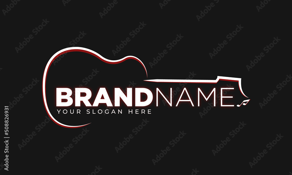 guitar logo. musician logo ideas. inspiration logo design - obrazy, fototapety, plakaty 