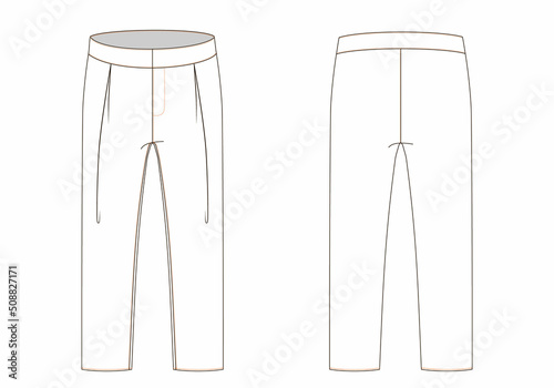 technical sketch of trousers oversize with high waisted