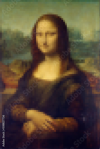 Leonardo da Vinci's Mona Lisa, La Gioconda. Blurred antique illustration. photo