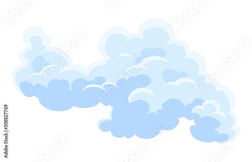 Cartoon clouds. Abstract white cloudscape icon symbol. Vector cloudy landscape or simplicity nature aerial panorama. Round shapes in flat style