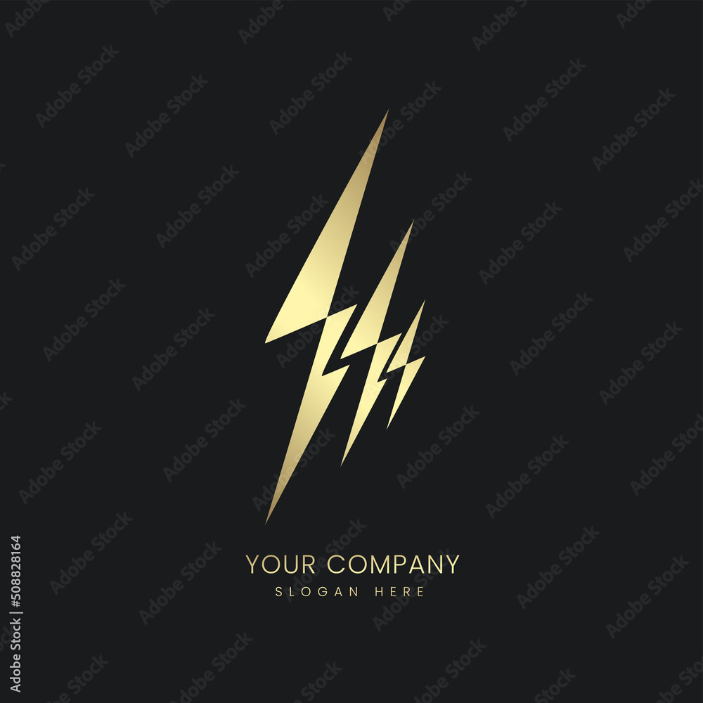 A Luxury Golden Electric Logo with abstract letter on on background, tunder bolt logo template design, vector illustration