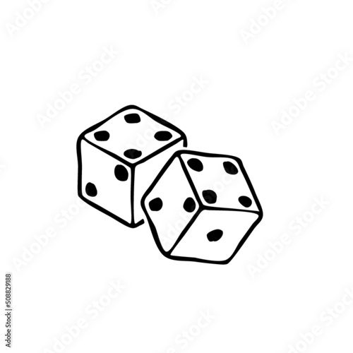 Dice glyph icon, casino dice icon hand drawn