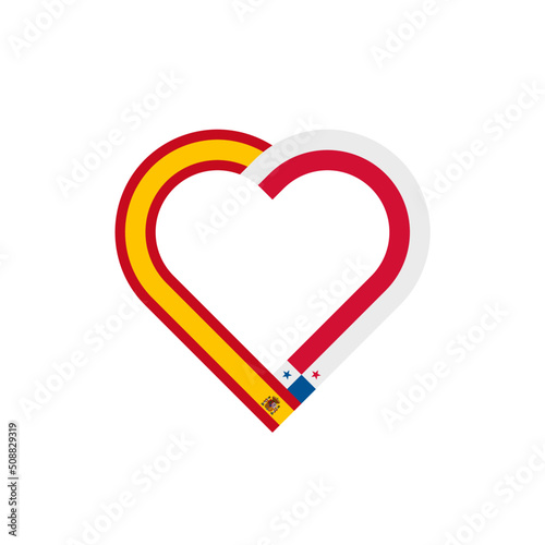 unity concept. heart ribbon icon of spain and panama flags. vector illustration isolated on white background