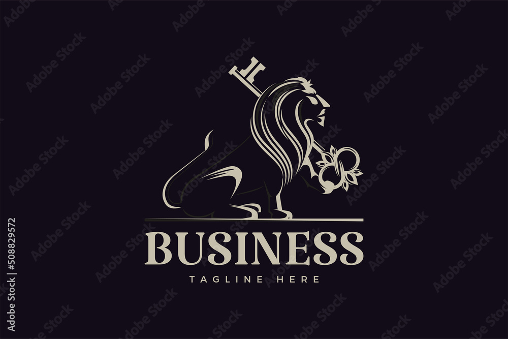 Luxurious thin line lion logo