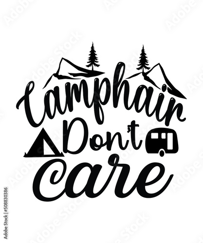Camp hair don t care  camping design  Print Ready  and 100  Editable Design T-Shirt  Hoody  Mugs  Bags  Decals  Card Making  and much more 