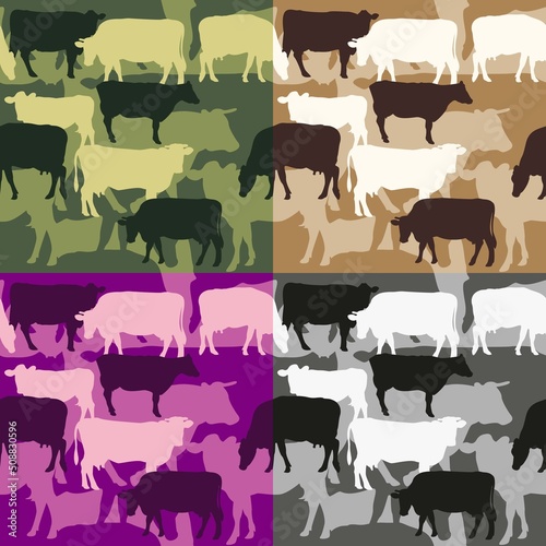 Cow-Moo-Flage. Seamless pattern.