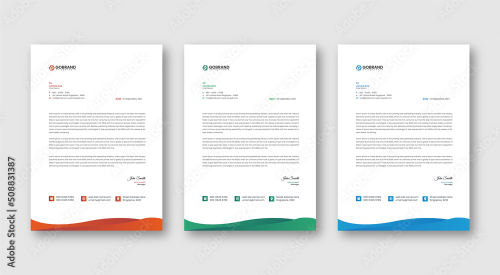 Corporate modern letterhead template design