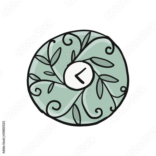 Floral ornament clock design. Art icons isolated on white