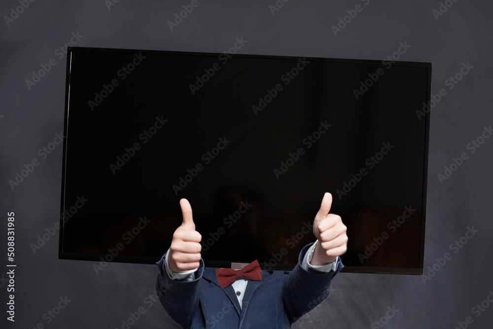 brainwashed young man showing thumbs up. brainwashed young man showing thumbs up.