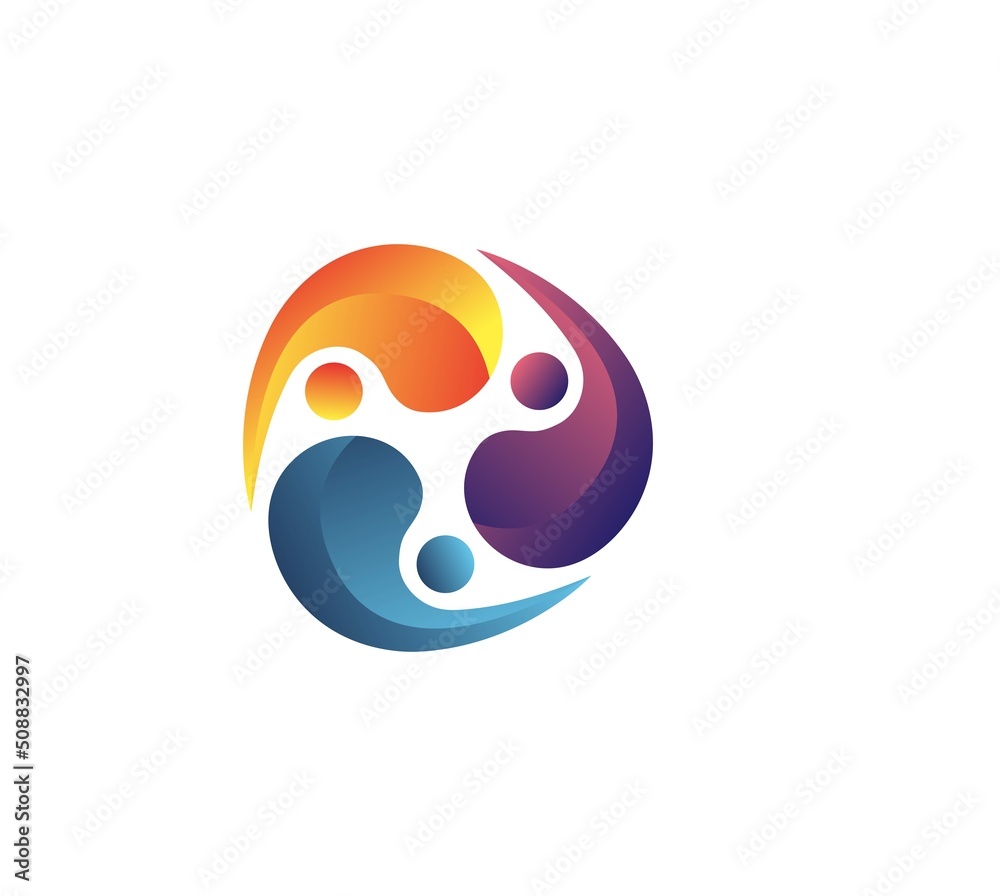 Full Color circle logo modern gradation, dynamic and vibrant interconnected people logo Full Color circle logo modern gradation, dynamic and vibrant interconnected people logo