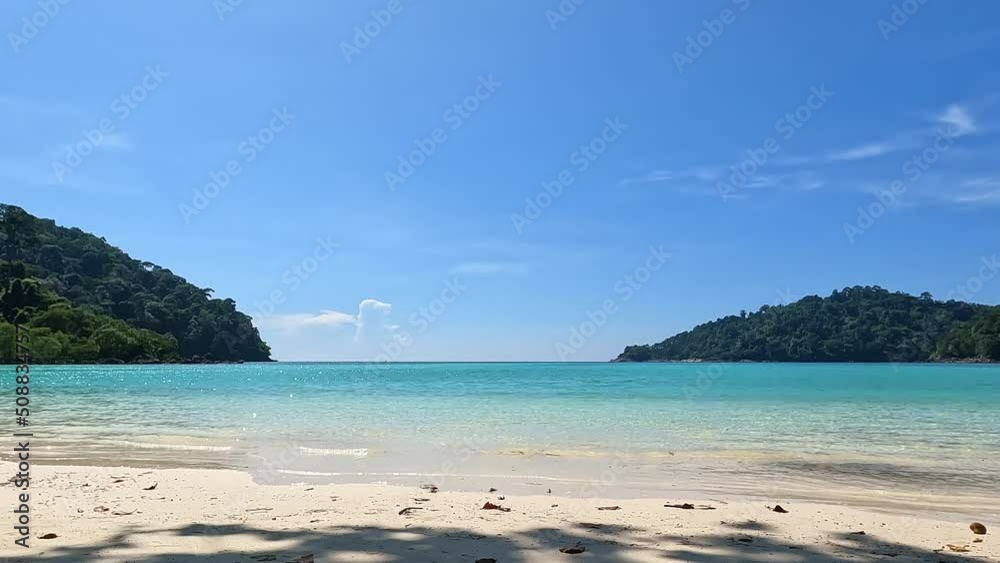 Wave and beach in the island of Mu Ko Surin national park, Phang-Nga, Thailand.