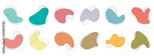 Bright color abstract organic shapes. Hand drawn blob elements collection. Trendy liquid vector collection.