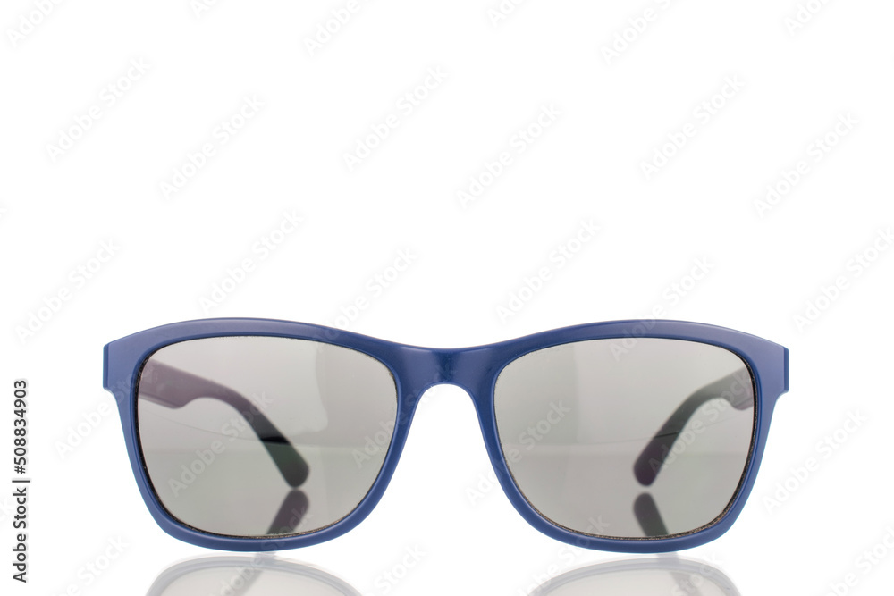 One sunglasses, close-up, isolated on a white background.
